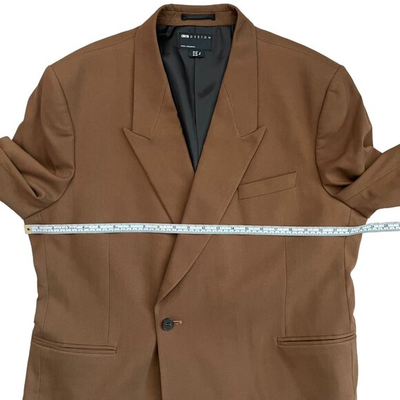 Asos Mens Longline One Button Blazer Brown 46 Regular NWOT Preppy‎ Academia Fall - Picture 14 of 16